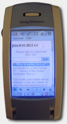 Pocket dict.cc on a Sony Ericsson P800